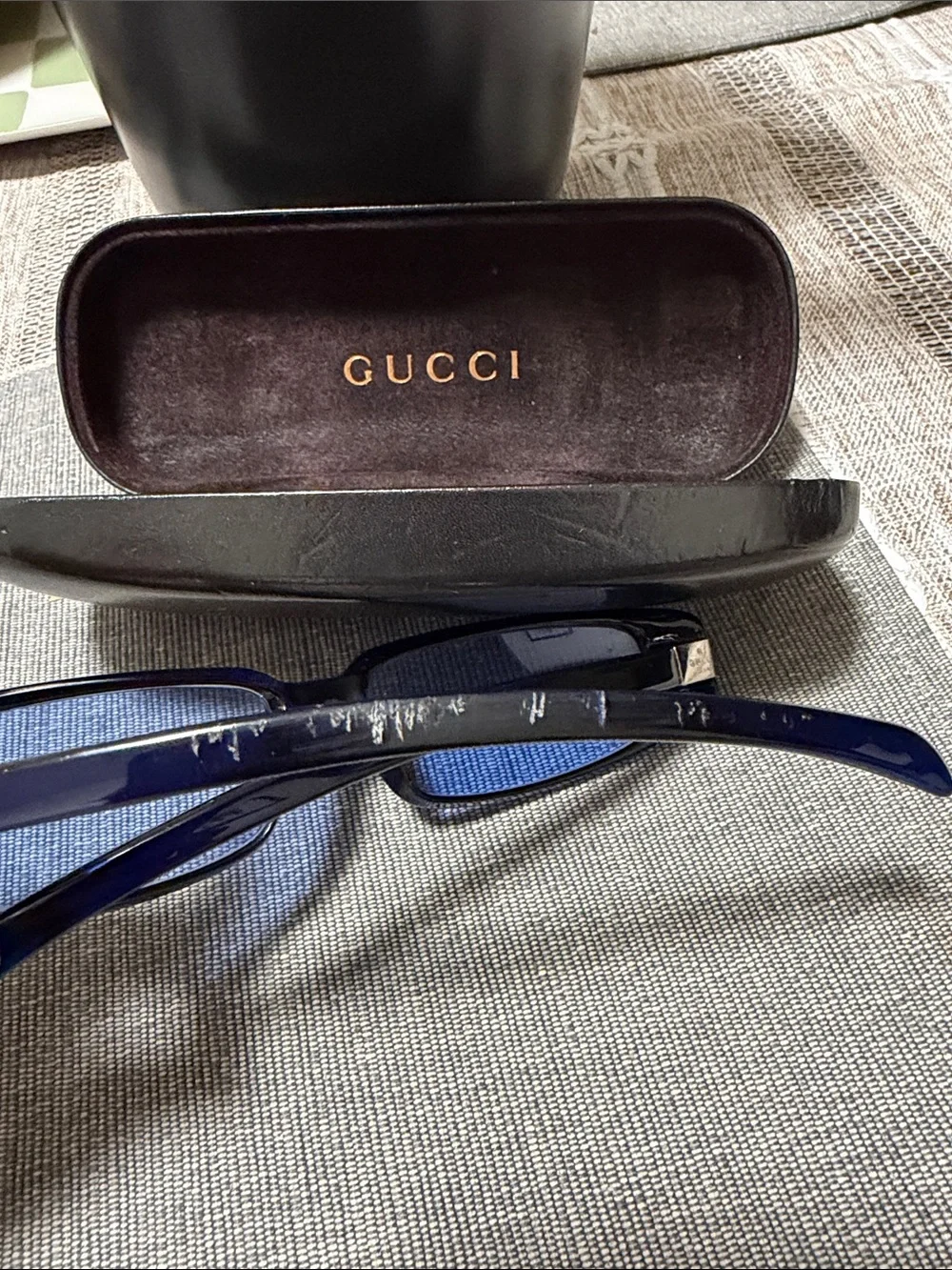 AUTHENTIC Gucci Blue Tinted Rectangular Sunglasses